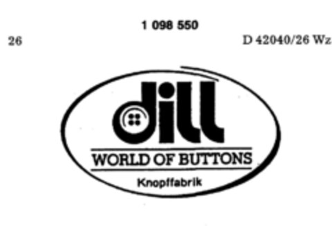 dill WORLD OF BUTTONS Logo (DPMA, 12.04.1986)
