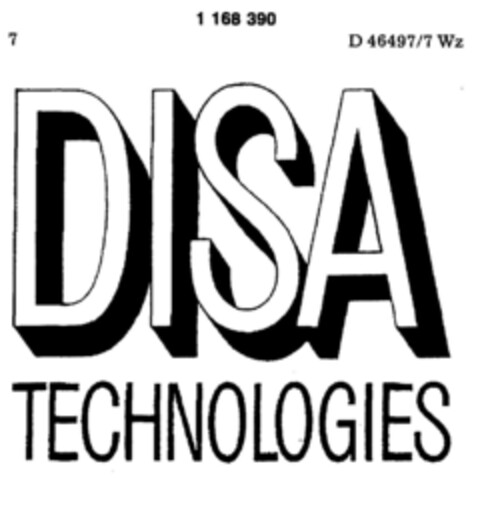 DISA TECHNOLOGIES Logo (DPMA, 08.05.1989)