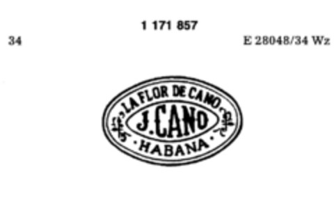 J. CANO LA FLOR DE CANO  HABANA Logo (DPMA, 19.10.1988)