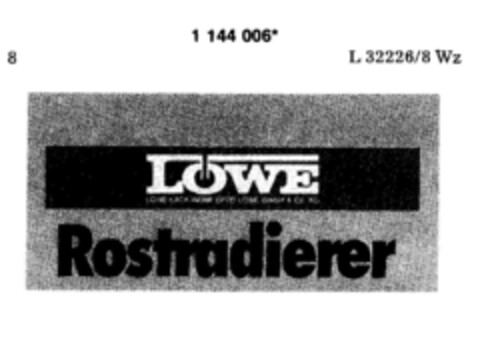 LÖWE-LACK-WERK OTTO LÖWE GmbH & Co KG ROSTRADIERER Logo (DPMA, 04/19/1989)