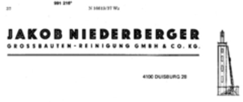 JAKOB NIEDERBERGER GROSSBAUTEN - REINIGUNG GMBH & CO.KG. Logo (DPMA, 02.04.1979)