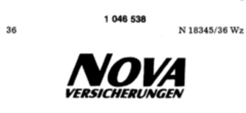 NOVA VERSICHERUNGEN Logo (DPMA, 02.10.1982)