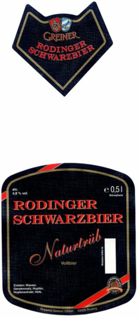 Greiner Rodinger Schwarzbier Logo (DPMA, 09.05.2006)