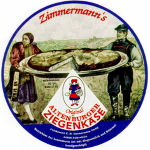 Zimmermann's Original ALTENBURGER ZIEGENKÄSE Logo (DPMA, 09.09.1996)