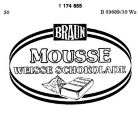 BRAUN MOUSSE WEISSE SCHOKOLADE Logo (DPMA, 04/18/1990)