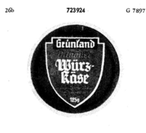 Streichfähiger Grünland Allgäuer Würzkäse Logo (DPMA, 04.06.1958)