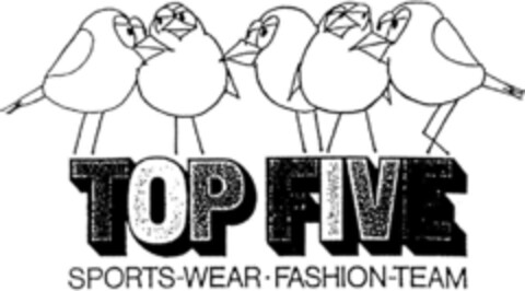 TOP FIVE SPORTS WEAR FASHION TEAM Logo (DPMA, 06/11/1993)