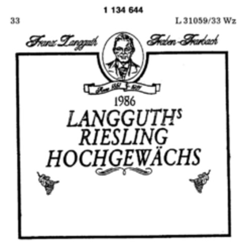 1986 LANGUTH`S RIESLING HOCHGEWÄCHS Logo (DPMA, 04/29/1988)