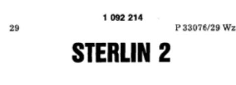 STERLIN 2 Logo (DPMA, 03.09.1985)
