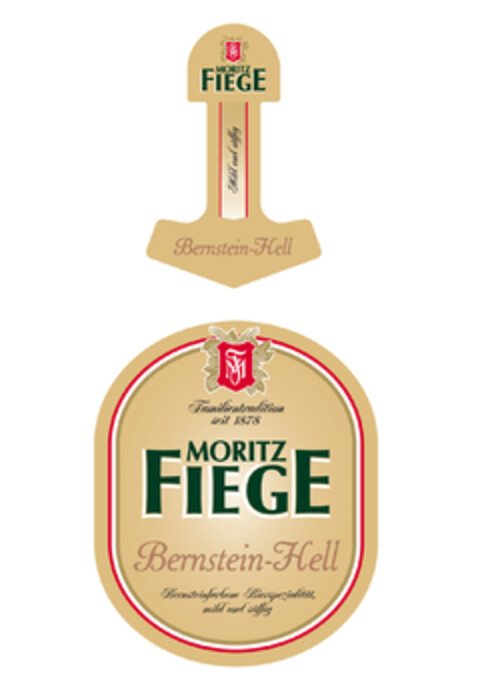 Familientradition seit 1878 MORITZ FIEGE Bernstein-Hell Bernsteinfarbene Bierspezialität, mild und süffig Logo (DPMA, 02.12.2011)