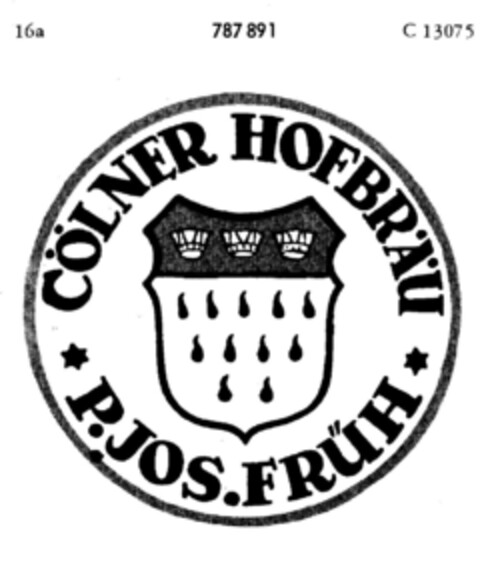 CÖLNER HOFBRÄU P.JOS.FRÜH Logo (DPMA, 12/20/1962)