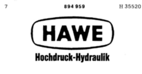 HAWE Hochdruck-Hydraulik Logo (DPMA, 05/07/1971)