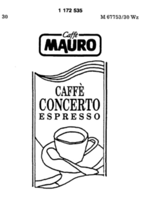 Caffè MAURO CAFFE CONCERTO ESPRESSO Logo (DPMA, 07/11/1990)