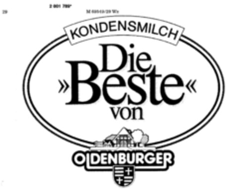 KONDENSMILCH Die >>Beste<< von OLDENBURGER Logo (DPMA, 04.04.1991)