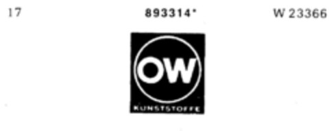 OW KUNSTSTOFFE Logo (DPMA, 27.07.1971)