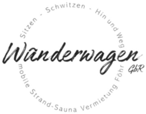 Sitzen - Schwitzen - Hin und Weg Wanderwagen GbR mobile Strand-Sauna Vermietung Föhr Logo (DPMA, 09/15/2020)