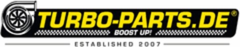 TURBO-PARTS.DE BOOST UP! ESTABLISHED 2007 Logo (DPMA, 01.02.2023)