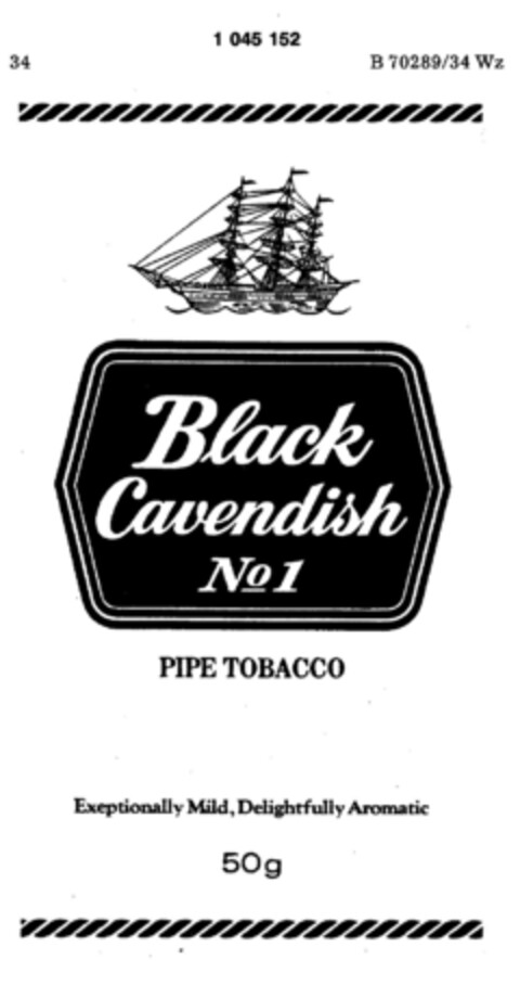 Black Cavendish No 1 Logo (DPMA, 29.04.1982)