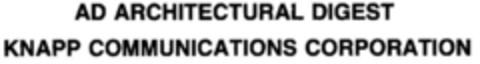AD ARCHITECTURAL DIGEST KNAPP COMMUNICATIONS CORPORATION Logo (DPMA, 14.12.1983)