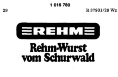 REHM Rehm-Wurst vom Schurwald Logo (DPMA, 04/12/1980)