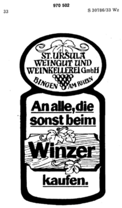 ST. URSULA WEINGUT UND WEINKELLEREI GmbH Logo (DPMA, 26.03.1977)