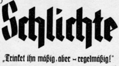 Schlichte "Trinket ihn mäßig, aber - regelmäßig!" Logo (DPMA, 09.01.1950)