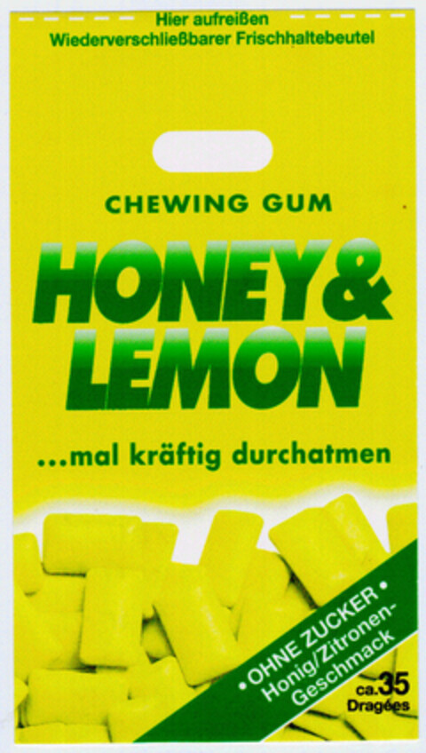 HONEY & LEMON CHEWING GUM ...mal kräftig durchatmen Logo (DPMA, 10/11/2001)