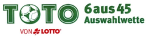 TOTO 6aus45 Auswahlwette VON LOTTO Logo (DPMA, 19.08.2013)