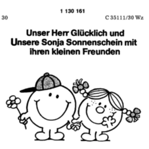 Unser Herr Glücklich und Unsere Sonja Sonnenschein mit ihren kleinen Freunden Logo (DPMA, 17.04.1986)