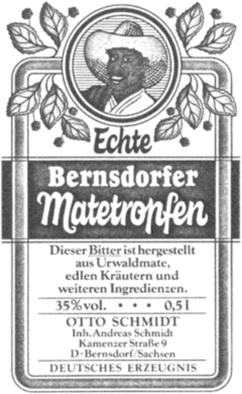 Echte Bernsdorfer Matetropfen Logo (DPMA, 06/13/1991)