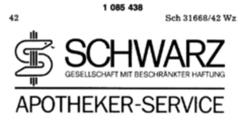 SCHWARZ GESELLSCHAFT MIT BESCHRÄNKTER HAFTUNG APOTHEKER-SERVICE Logo (DPMA, 07.03.1985)