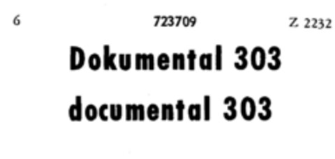 Dokumental 303 documental 303 Logo (DPMA, 19.10.1957)