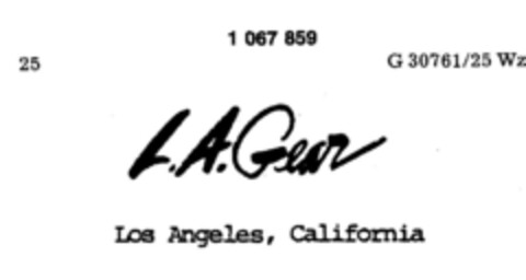 L.A.Gear Los Angeles, California Logo (DPMA, 09/02/1983)