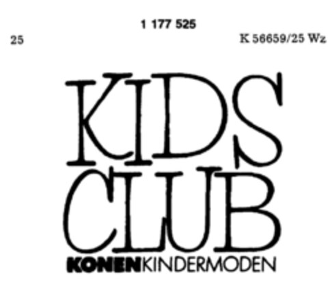 KIDS CLUB KONEN KINDERMODEN Logo (DPMA, 08/27/1990)