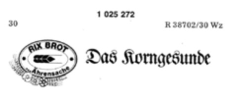 RIX BROT ...Ährensache Das korngesunde Logo (DPMA, 05.03.1981)