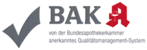 BAK von der Bundesapothekerkammer anerkanntes Qualitätsmanagement-System Logo (DPMA, 28.08.2019)