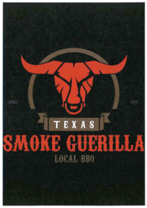 TEXAS SMOKE GUERILLA LOCAL BBQ SINCE 2016 Logo (DPMA, 14.06.2021)