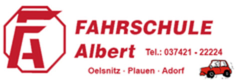FA FAHRSCHULE Albert Tel.: 037421-22224 Oelsnitz Plauen Adorf Logo (DPMA, 26.03.2025)