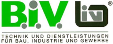 B.i.V. TECHNIK UND DIENSTLEISTUNGEN FÜR BAU, INDUSTRIE UND GEWERBE Logo (DPMA, 04.02.2003)