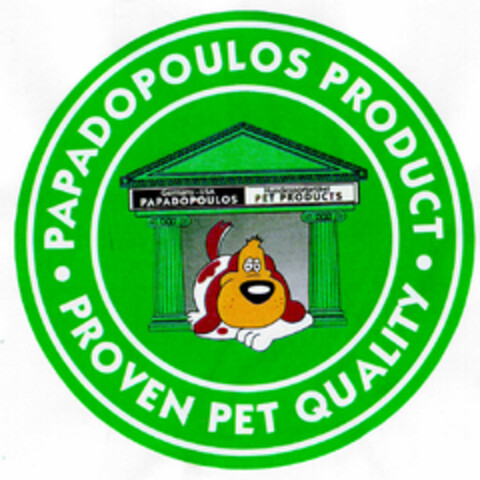 PAPADOPOULOS PRODUCT PROVEN PET QUALITY Logo (DPMA, 14.04.1999)