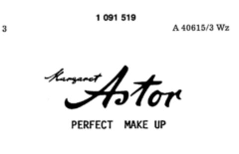 Margaret Astor PERFECT MAKE UP Logo (DPMA, 11/09/1985)