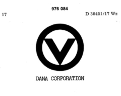 VO DANA CORPORATION Logo (DPMA, 06/26/1976)