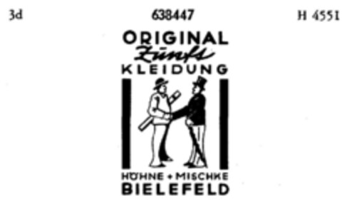 ORIGINAL Zunft KLEIDUNG HÖHNE + MISCHKE BIELEFELD Logo (DPMA, 30.06.1952)