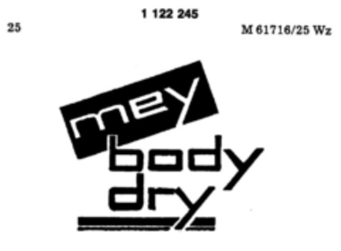 mey body dry Logo (DPMA, 04.11.1987)