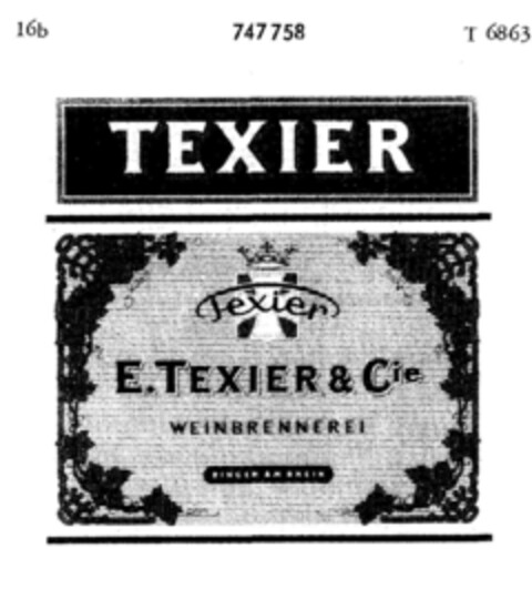 E.TEXIER&Cie WEINBRENNEREI Logo (DPMA, 06/09/1960)