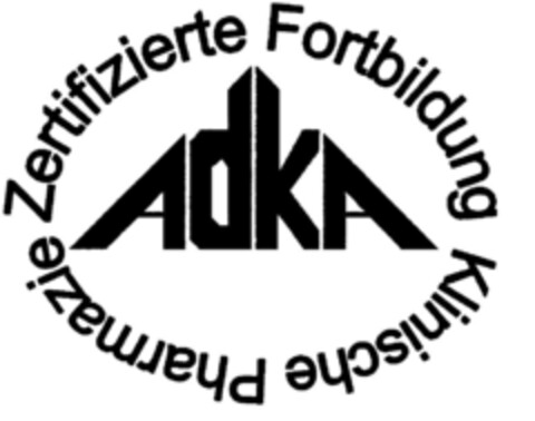 ADKA Zertifizierte Fortbildung Klinische Pharmazie Logo (DPMA, 21.02.2001)