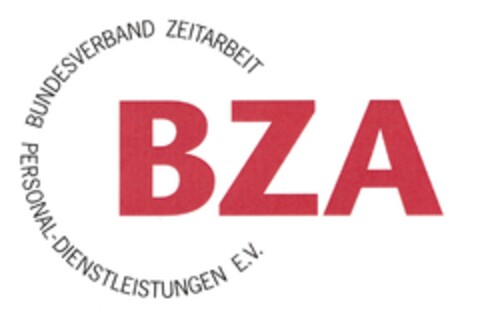 BZA BUNDESVERBAND ZEITARBEIT PERSONAL-DIENSTLEISTUNGEN E.V. Logo (DPMA, 18.05.2009)