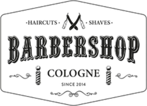 HAIRCUTS SHAVES BARBERSHOP COLOGNE SINCE 2014 Logo (DPMA, 02/15/2018)