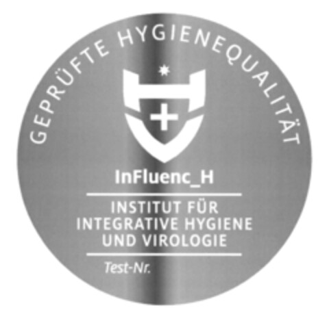 GEPRÜFTE HYGIENEQUALITÄT InFluenc_H INSTITUT FÜR INTEGRATIVE HYGIENE UND VIROLOGIE Logo (DPMA, 01/16/2021)