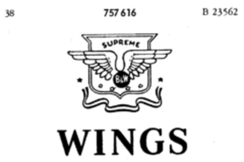 SUPREME B&W WINGS Logo (DPMA, 05.11.1960)